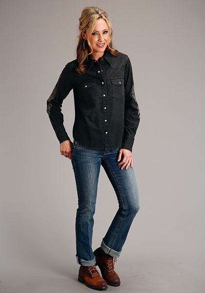 Stetson Embroidered Black Western Shirt