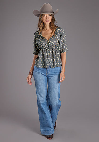 Horse Pennies V-Neck Blouse