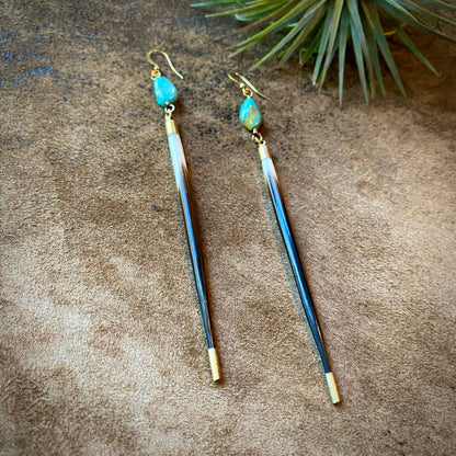 Porcupine Quill &amp; Turquoise Earrings