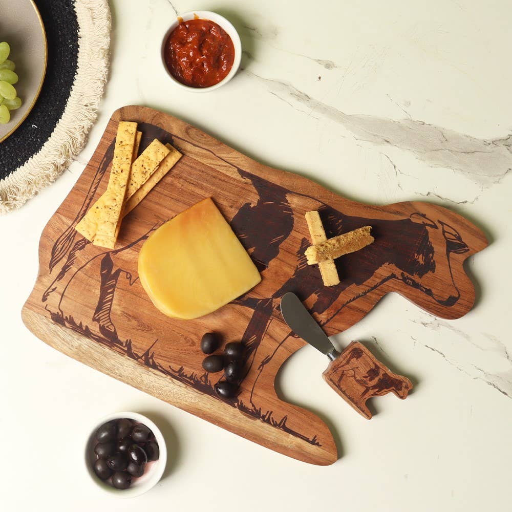 Cow Shaped Wood Tray