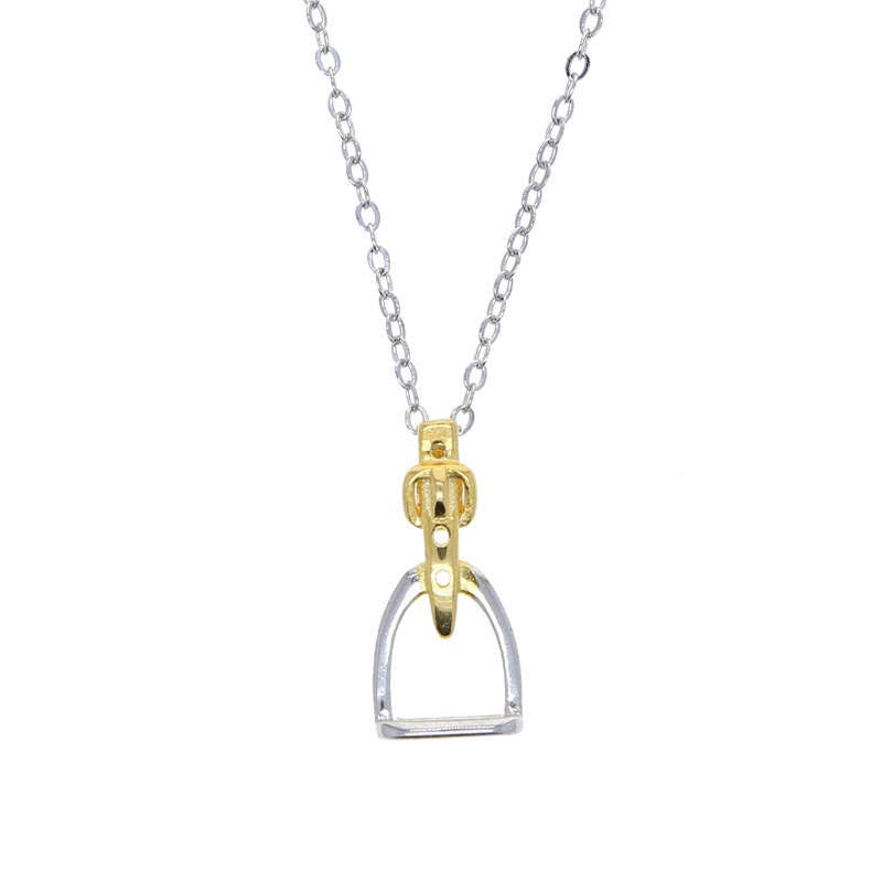 Two-Tone Rhodium Stirrup Necklace