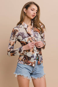 Western Horses Print Button Down Shirt