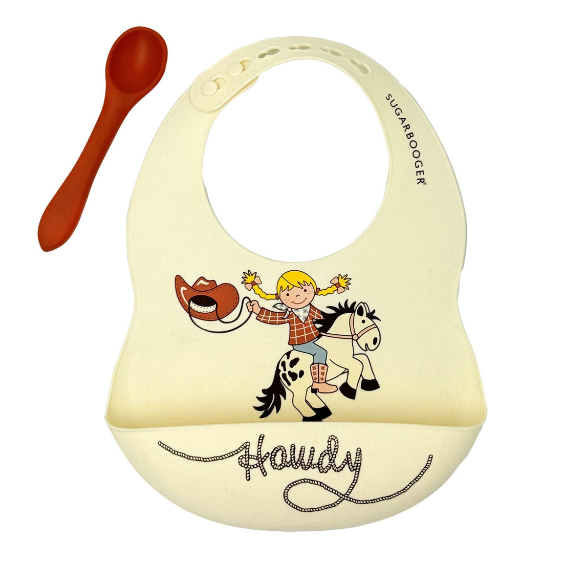 Howdy Cowgirl Fresh &amp; Messy Silicone Bib &amp; Spoon Set