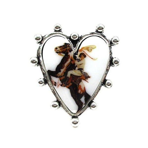 Western Heart Shape Portrait Cuff Ring