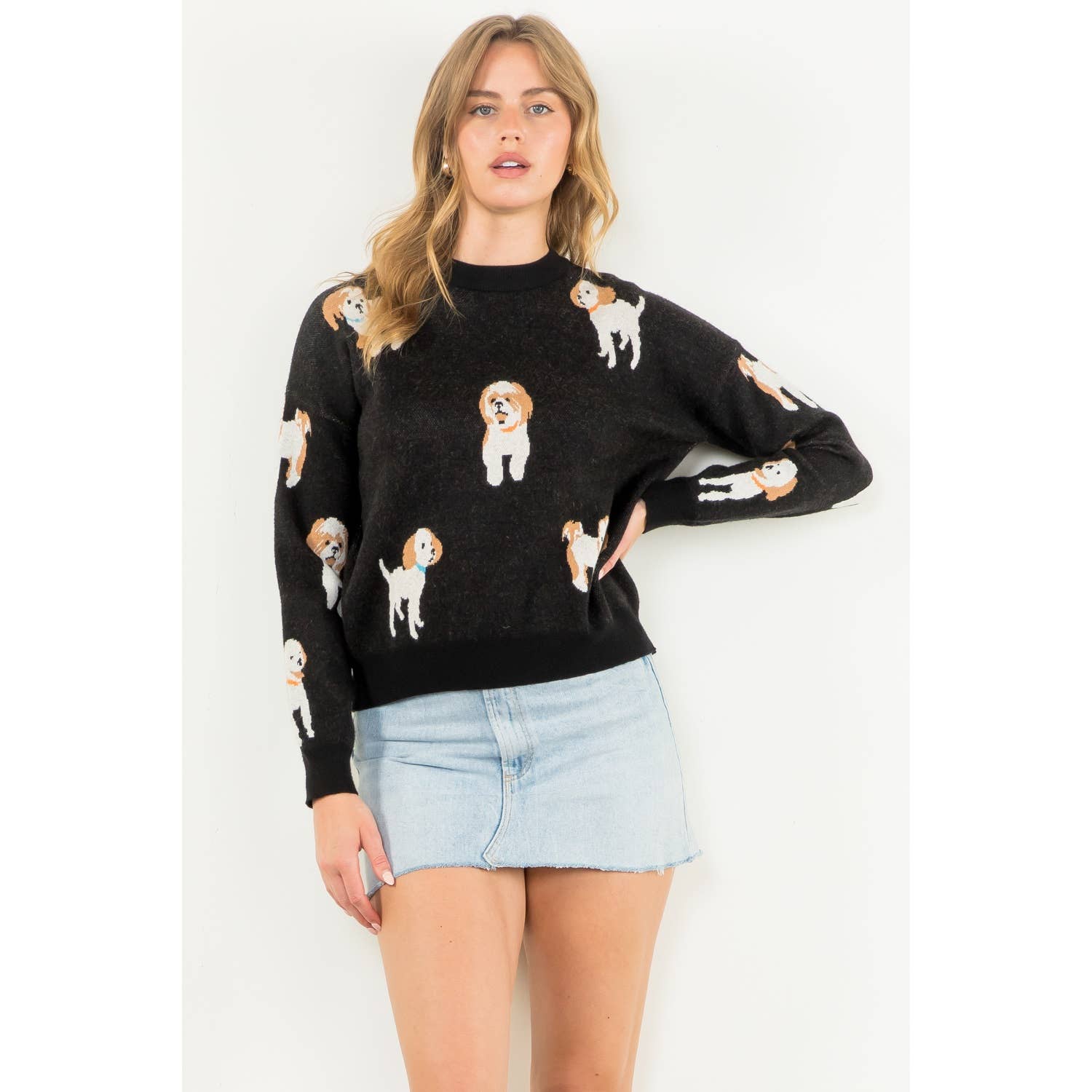 Show Dog Knit Sweater, Black