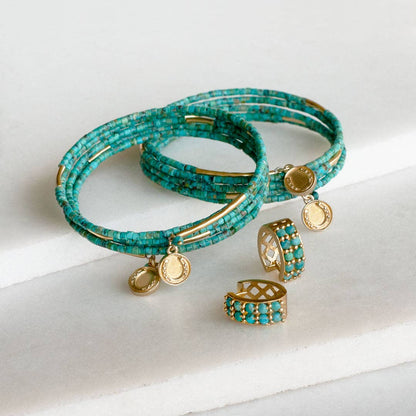 Prism Turquoise Horseshoe Coin Earrings