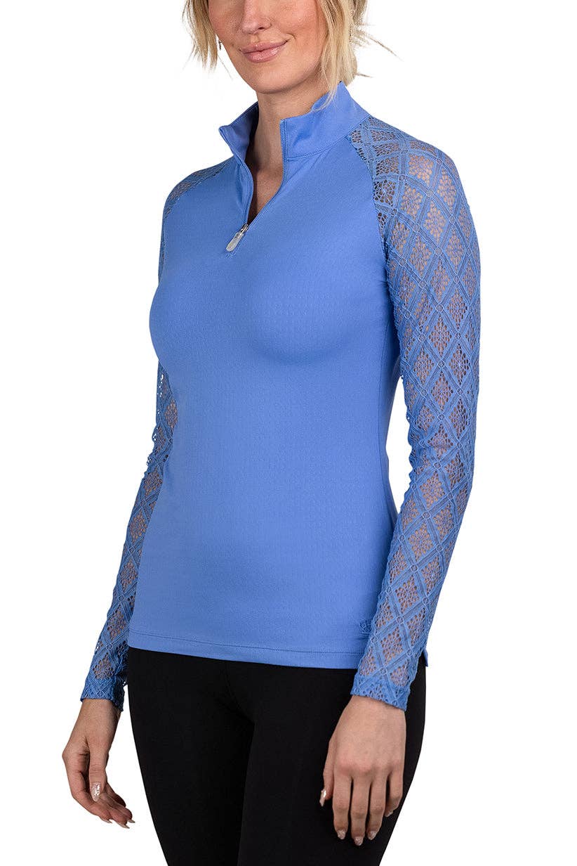 Kastel Periwinkle Diamond Lace Long Sleeve Sun Shirt