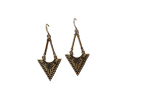 Burnished Gold Triangle Stamped Drop Earring