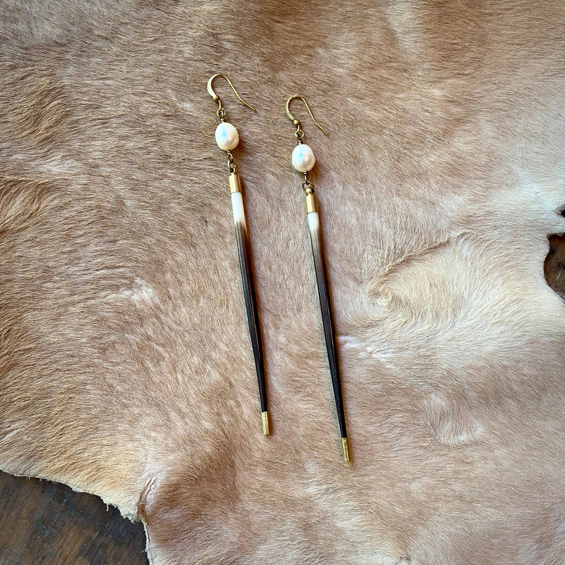 Porcupine Quill &amp; Freshwater Pearl Earrings