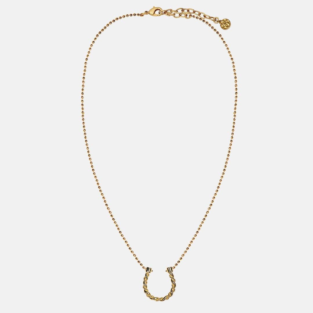 Lariat Horseshoe Necklace, Gold