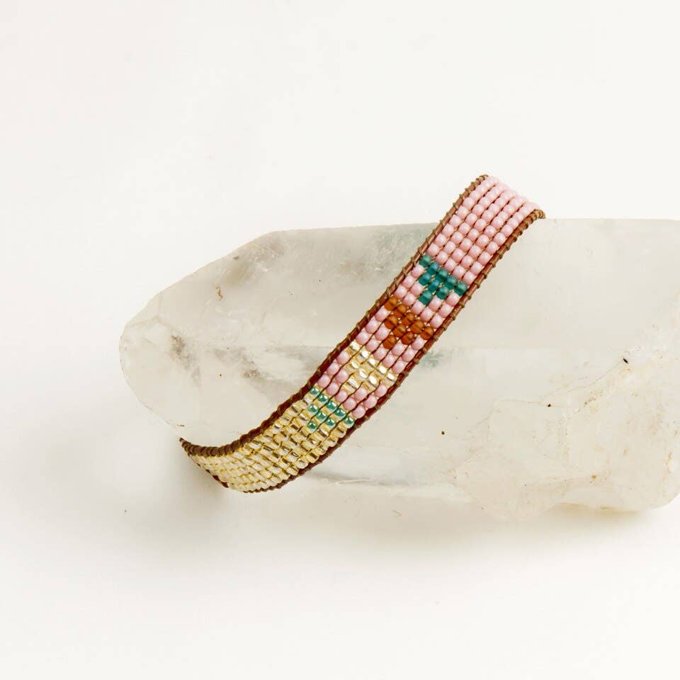 Beaded Arrow Bracelet, Dusty Rose
