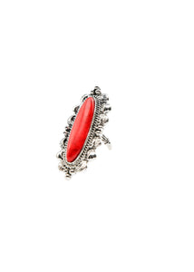 Elongated Red Concho Ring