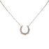 Silver horseshoe necklace on a beige background