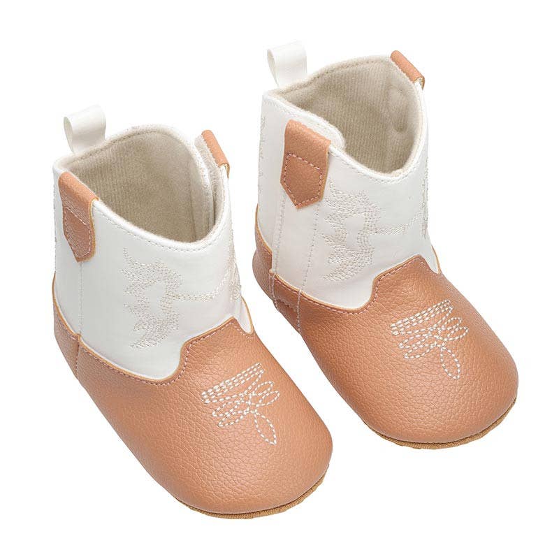 The Little Rancher Cowboy Boots, White &amp; Tan
