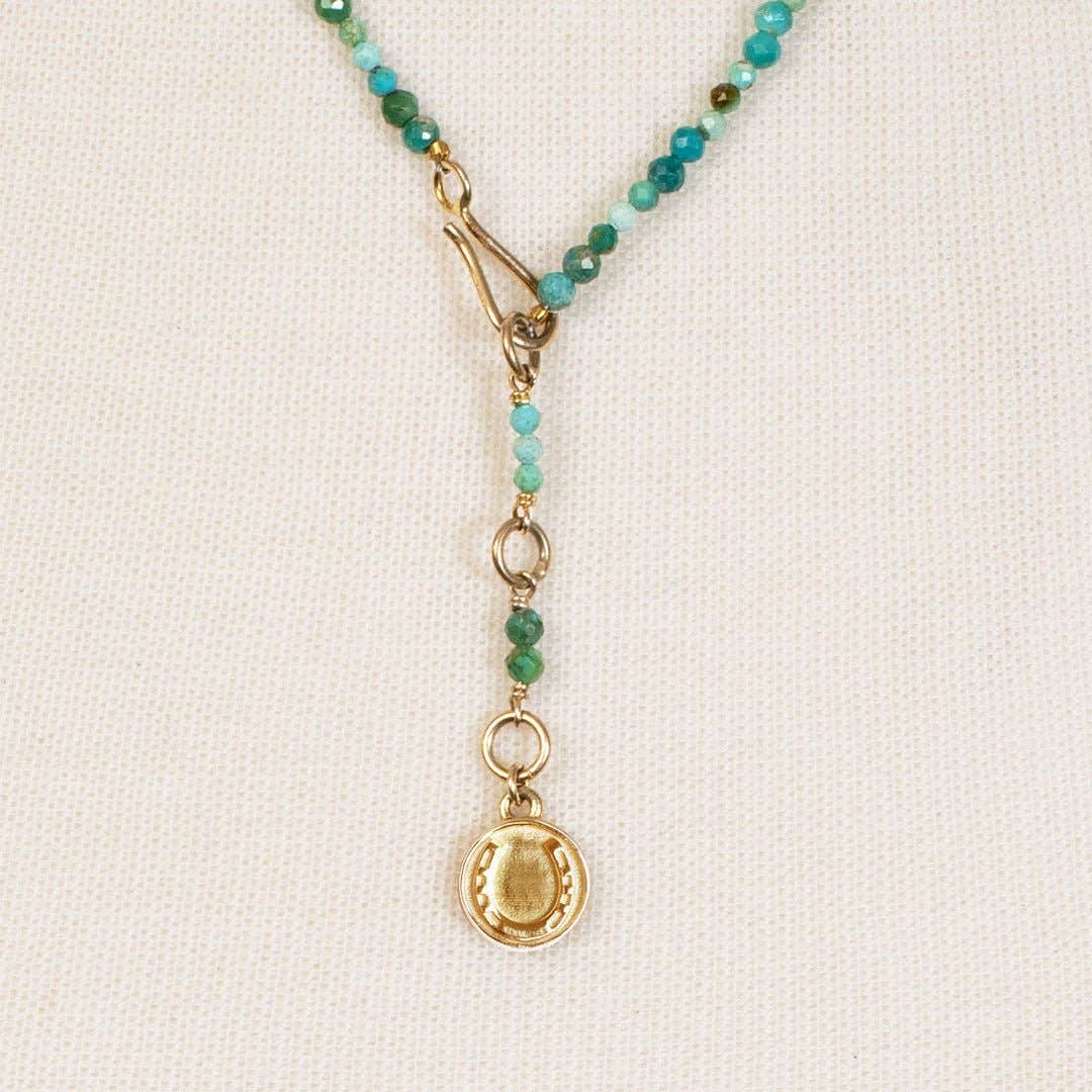 Aurora Turquoise &amp; Gold Long Strand Necklace