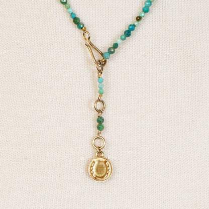 Aurora Turquoise &amp; Gold Long Strand Necklace