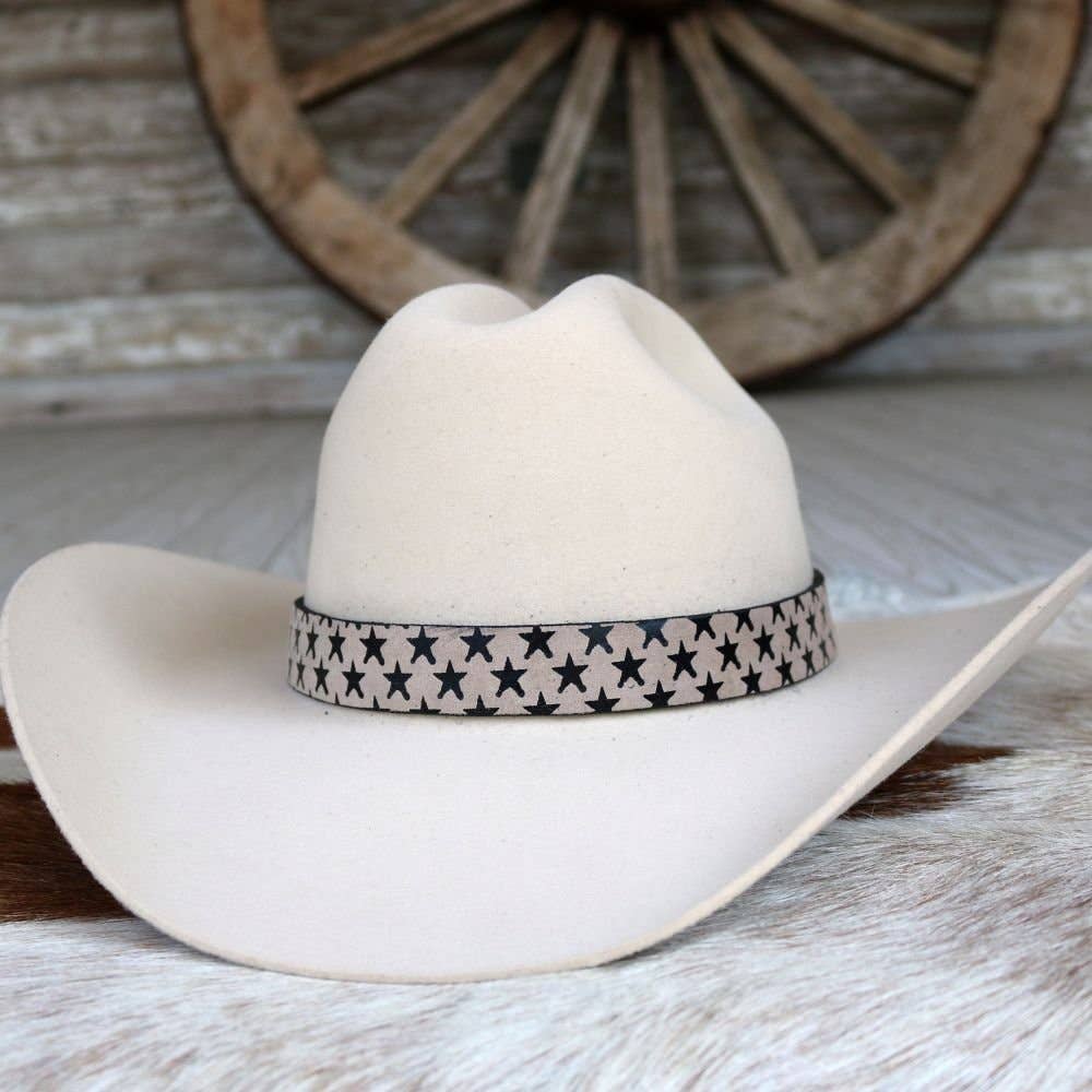 Liberty Star Print Leather Hat Band