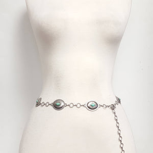 Western Oval Matte Silver Concho Chain Belt