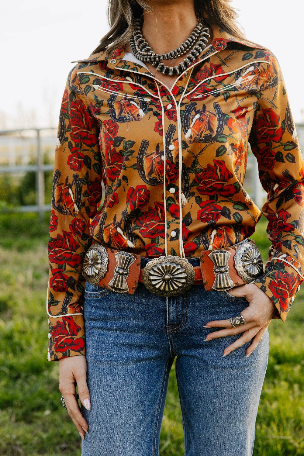 Horses &amp; Horseshoes Button Up