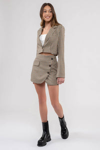 Dylan Plaid Cropped Blazer