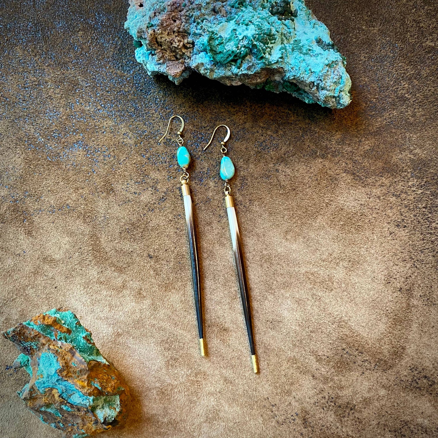 Porcupine Quill &amp; Turquoise Earrings