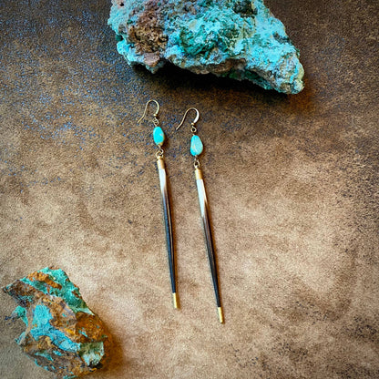 Porcupine Quill &amp; Turquoise Earrings