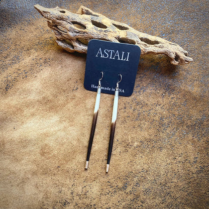 Porcupine Quill Earrings - Short, Black/Brown/Ivory, Silver: Short / Silver