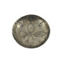 Decorative silver plate with intricate patterns on a white background