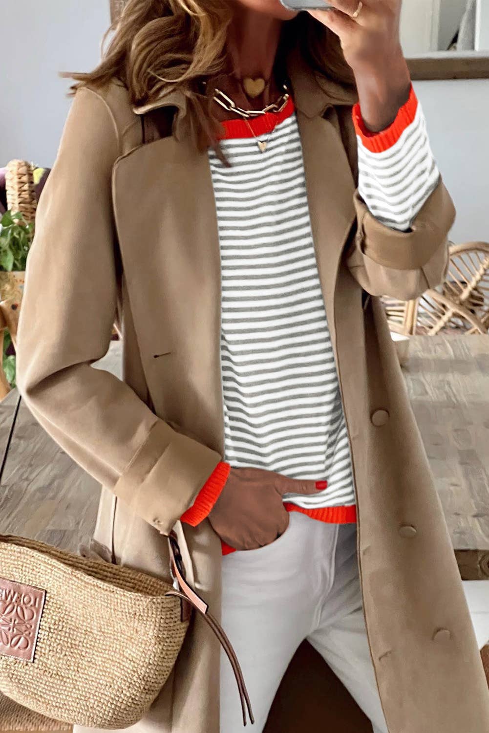 Stripe Contrast Drop Shoulder Sweater