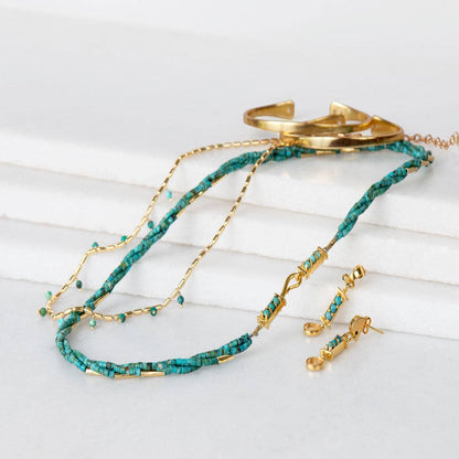 Prism Turquoise Horseshoe Coin Earrings