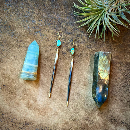 Porcupine Quill &amp; Turquoise Earrings