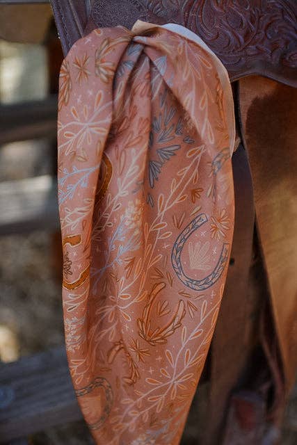 Western Harvest in Dusty Rose Silk Wild Rag