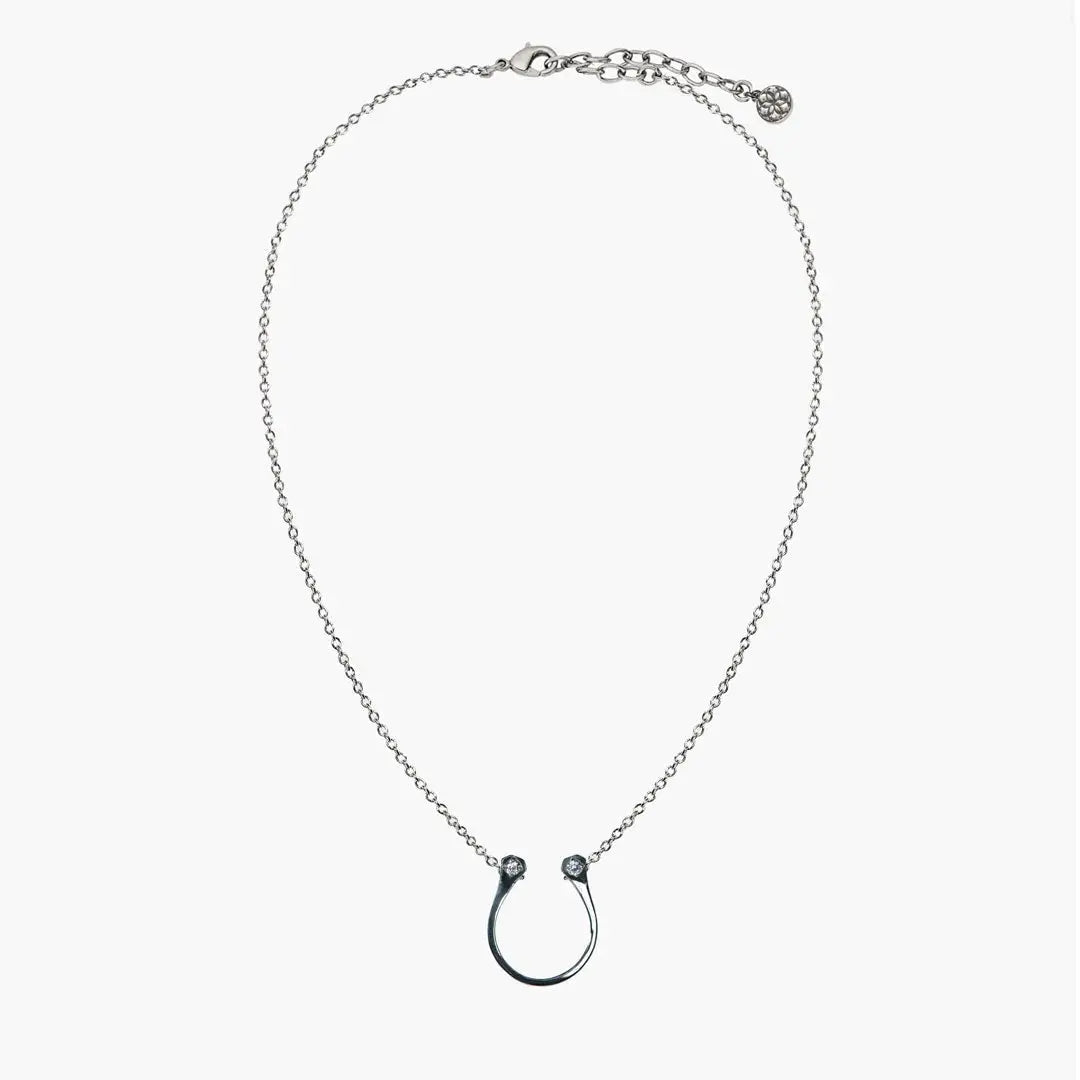 Charmed Horseshoe Necklace, Silver