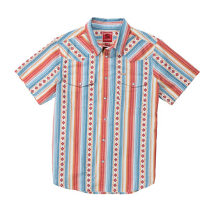 Serape Pearl Snap Short Sleeve Spring Sage, Sedona Red