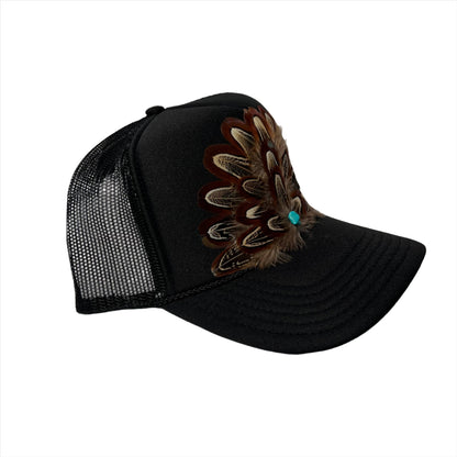Feathered Trucker Hat, Black