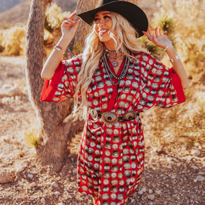 Red Concho Kimono Robe