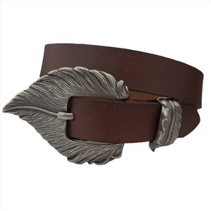 Genuine Leather Leaf Belt, Brown