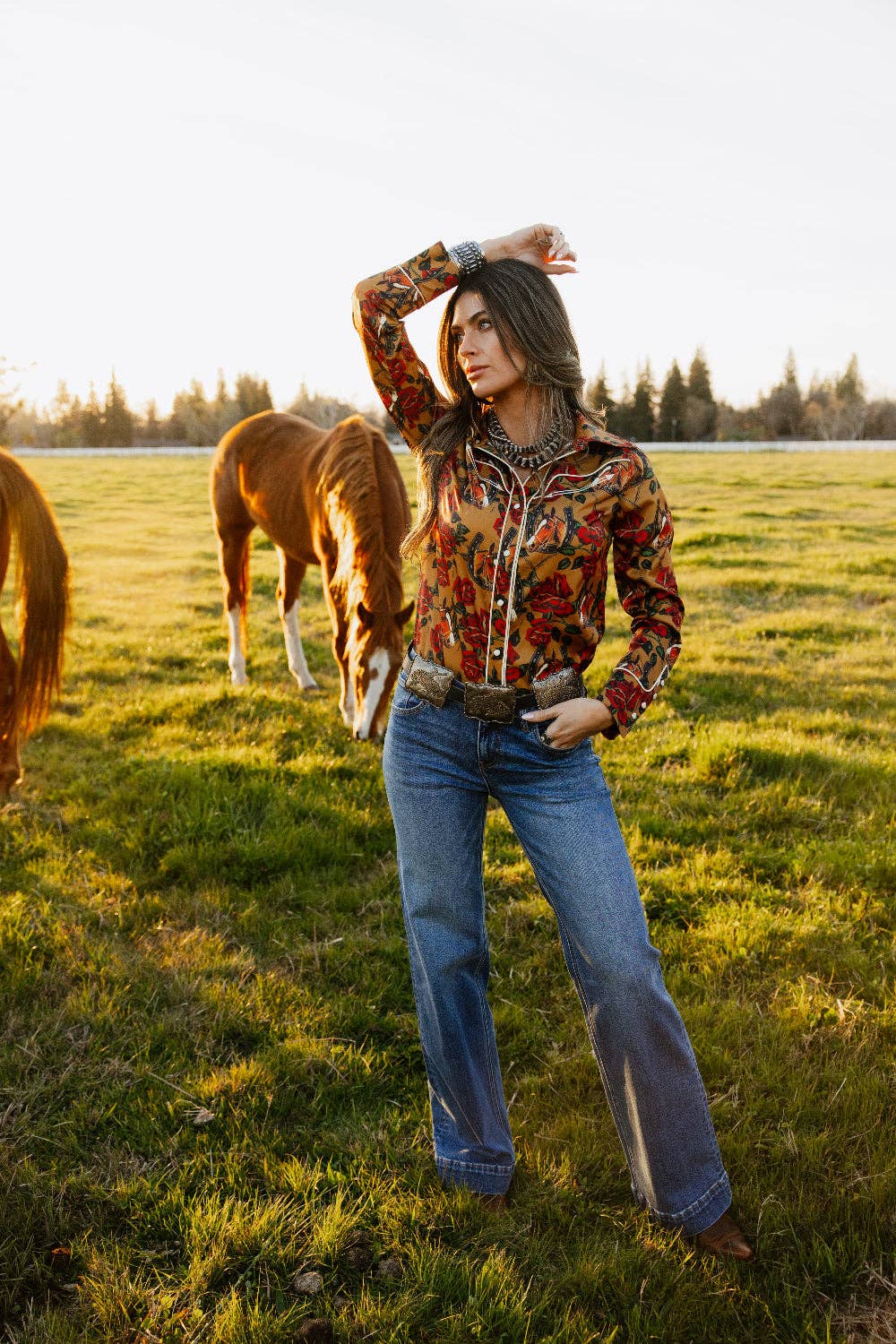 Horses &amp; Horseshoes Button Up