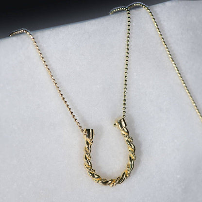 Lariat Horseshoe Necklace, Gold