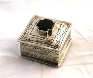 Square Stamped Box With Onyx Cross