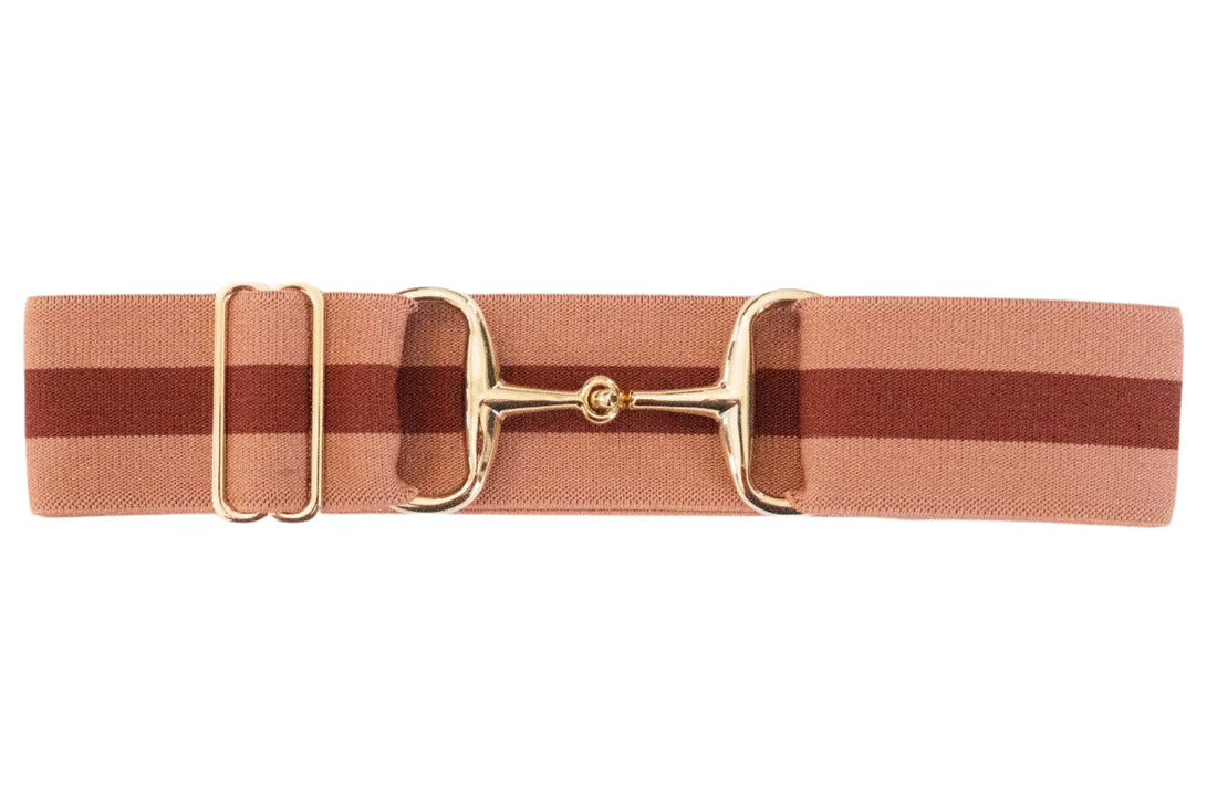Ellany Rose Stripes - 2&quot; Gold Snaffle Elastic Belt