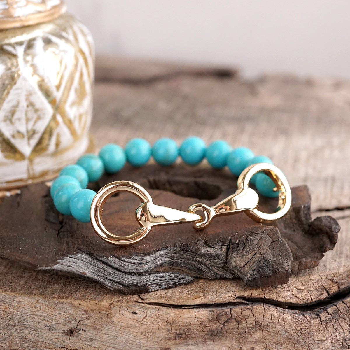 Turquoise Reins Bracelet, Gold