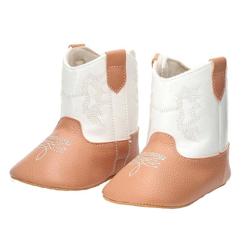 The Little Rancher Cowboy Boots, White &amp; Tan