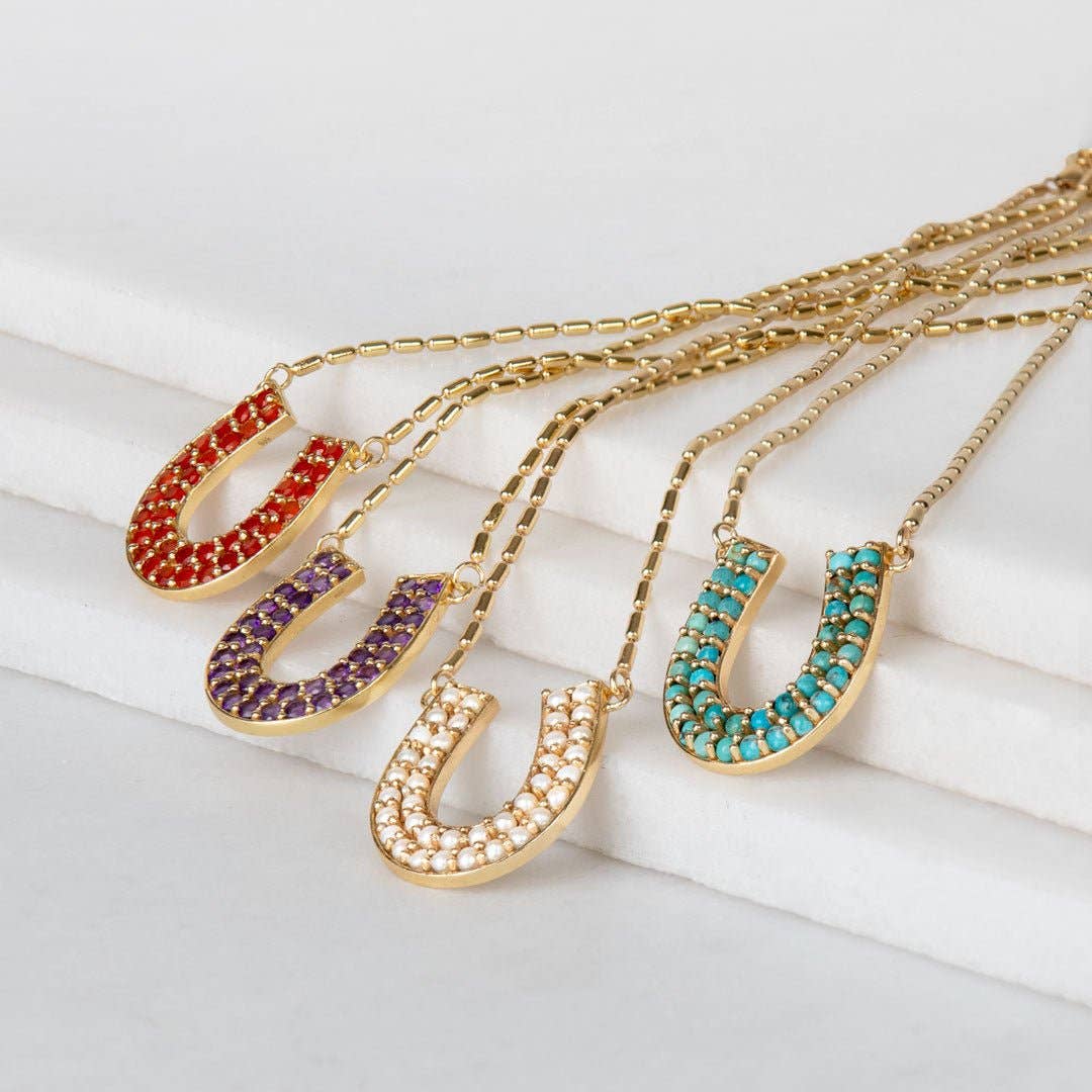 Prism Turquoise Horseshoe Coin Earrings