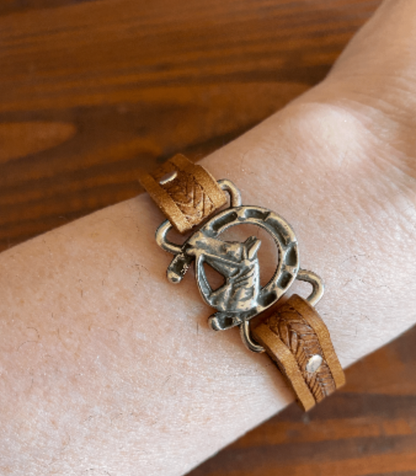 Horseshoe Leather Bracelet