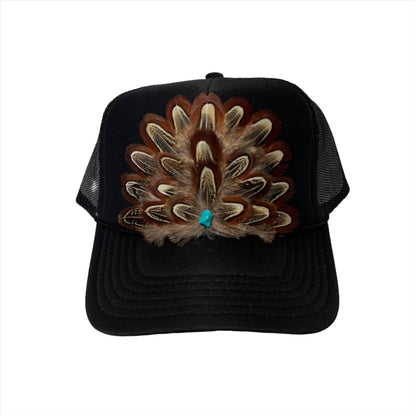 Feathered Trucker Hat, Black