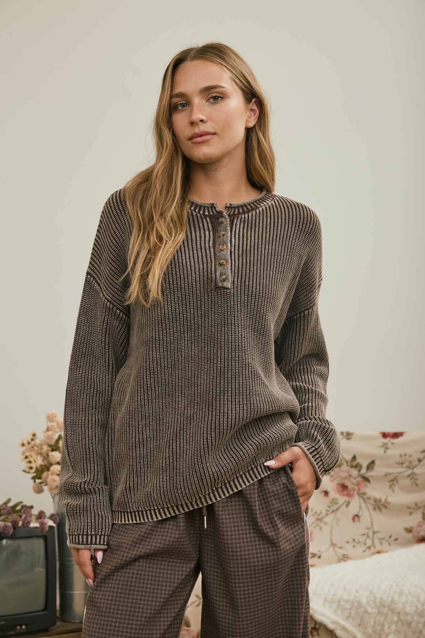 The Worn West Henley, Dark Brown