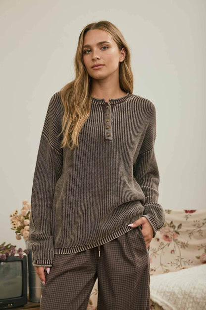 The Worn West Henley, Dark Brown
