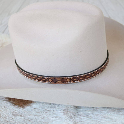 Jones Brown Tooled Leather Hat Band
