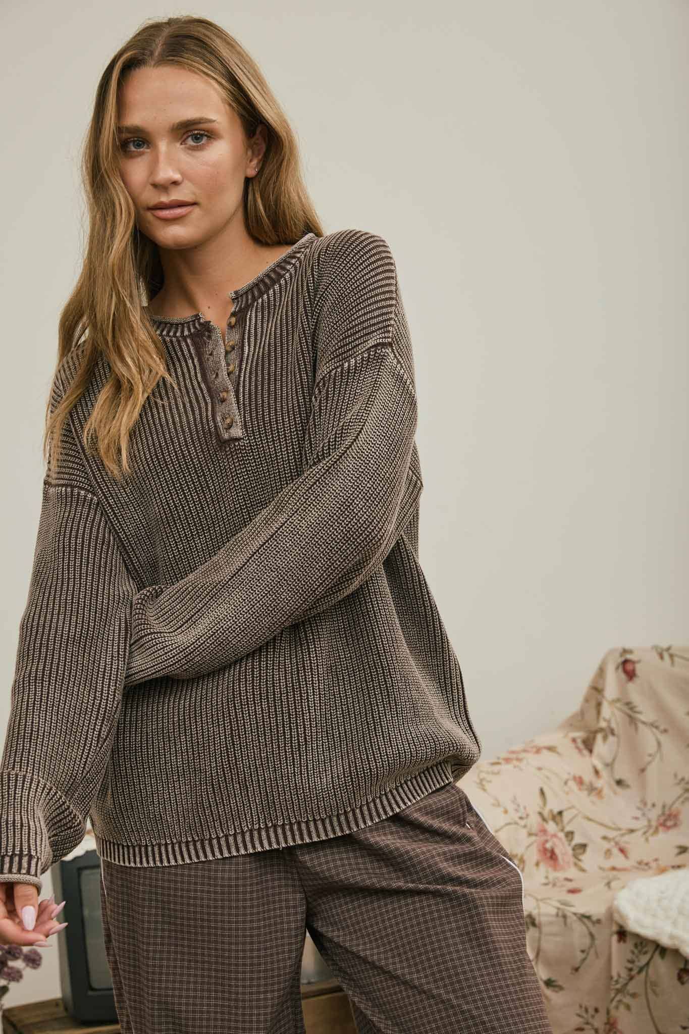 The Worn West Henley, Dark Brown